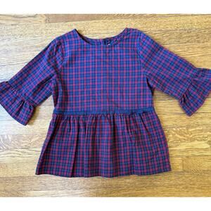Hope & Henry Girls' Plaid Peplum Blouse Size 12